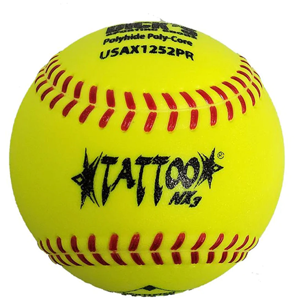 AD Starr Tattoo NX3 USA/ASA 52-300 12 Inch Slowpitch Softball - One Dozen: USAX1252PR